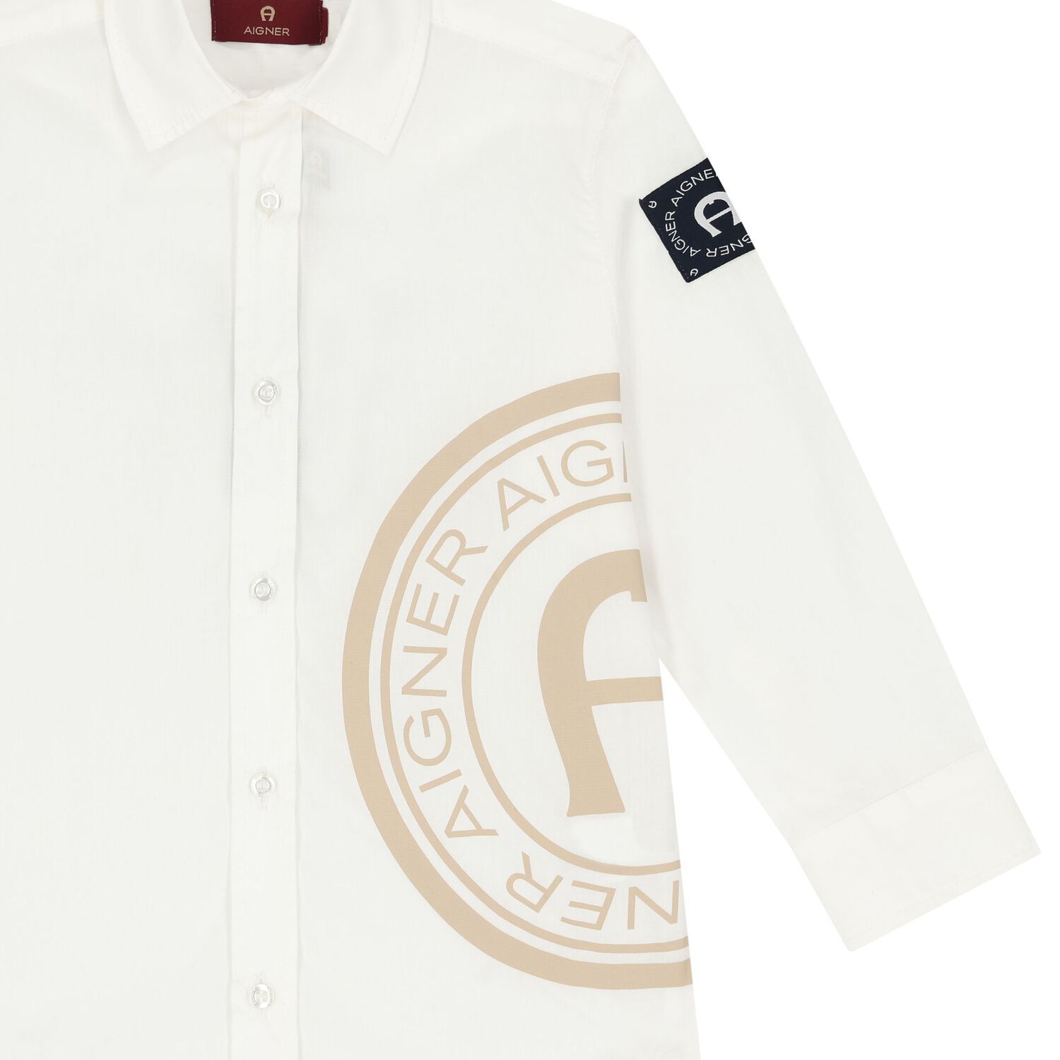 Boys White Logo Shirt, 1, hi-res