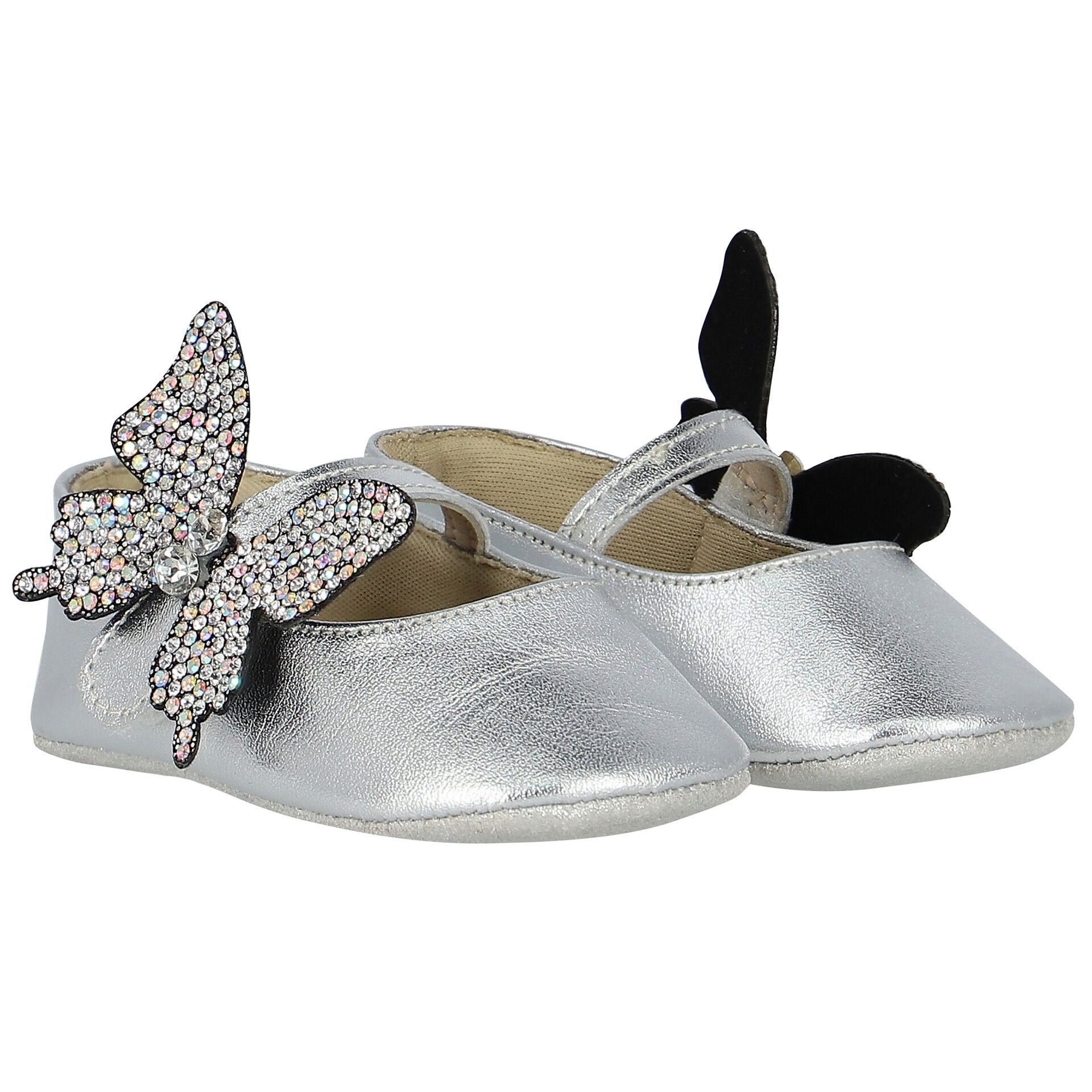 Babywalker Baby Girls Silver Butterfly Shoes Junior Couture UK