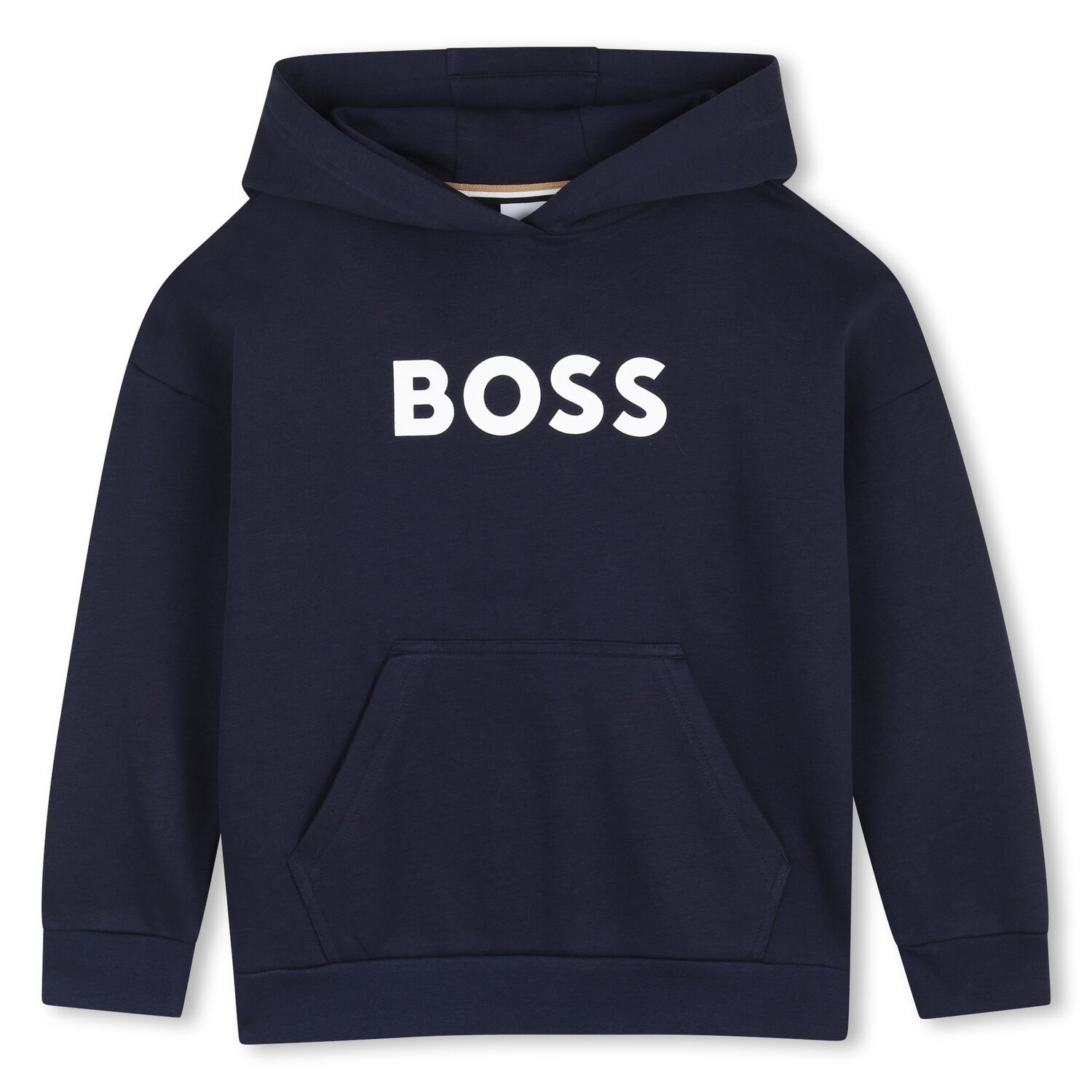 Boys Navy Blue Logo Hooded Top, 3, hi-res