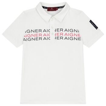 Boys White Logo Polo Shirt