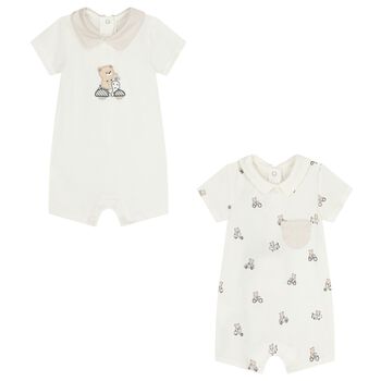 Baby Boys White Rompers ( 2-Pack )