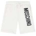 Boys White Logo Shorts, 1, hi-res