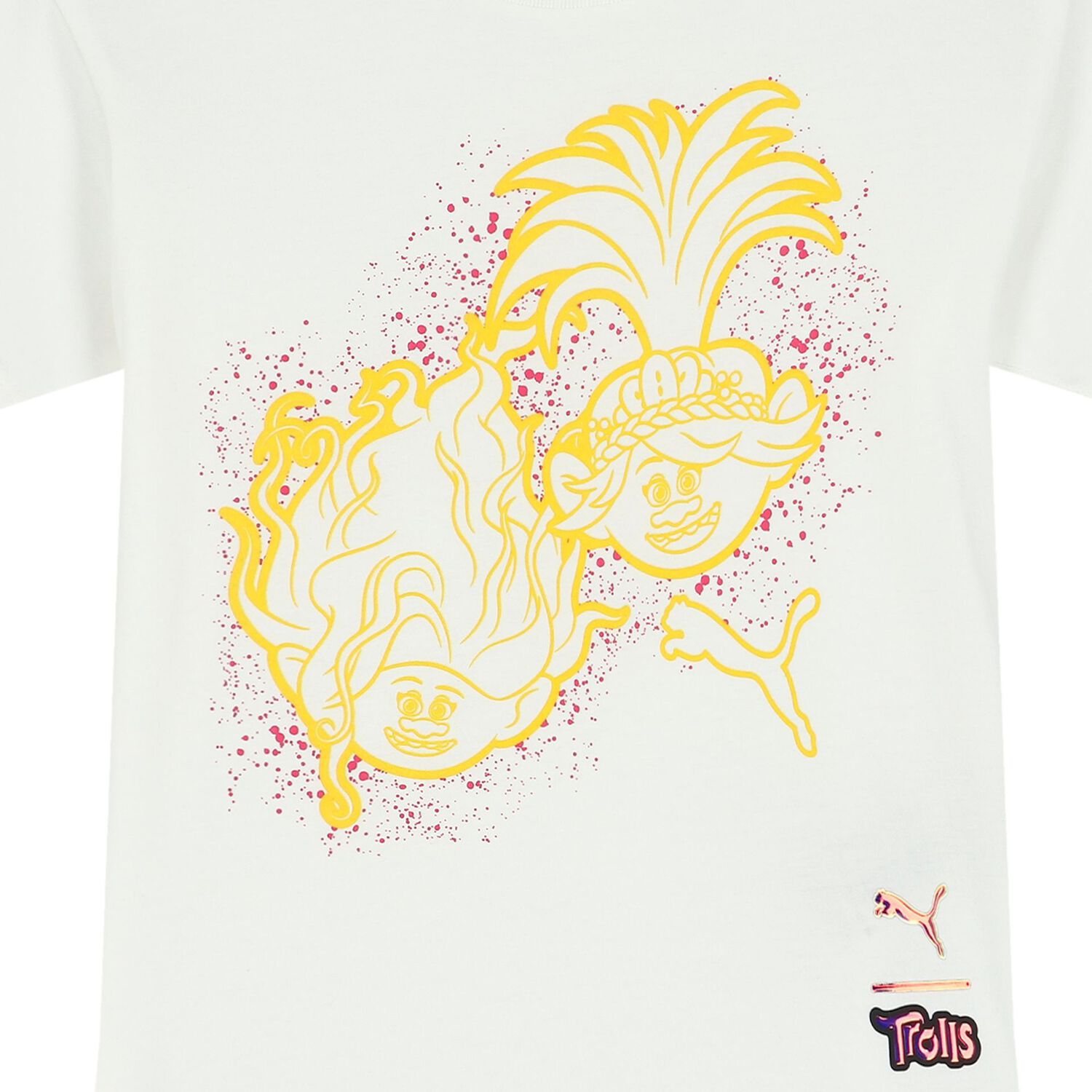 Girls White Trolls Logo T-Shirt, 1, hi-res image number null