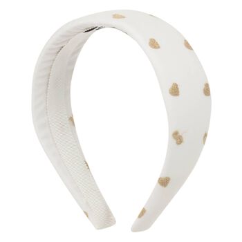 Girls White & Gold Hearts Headband