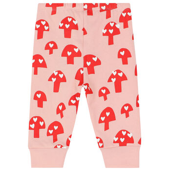 Younger Girls Pink & Red Mushroom Joggers