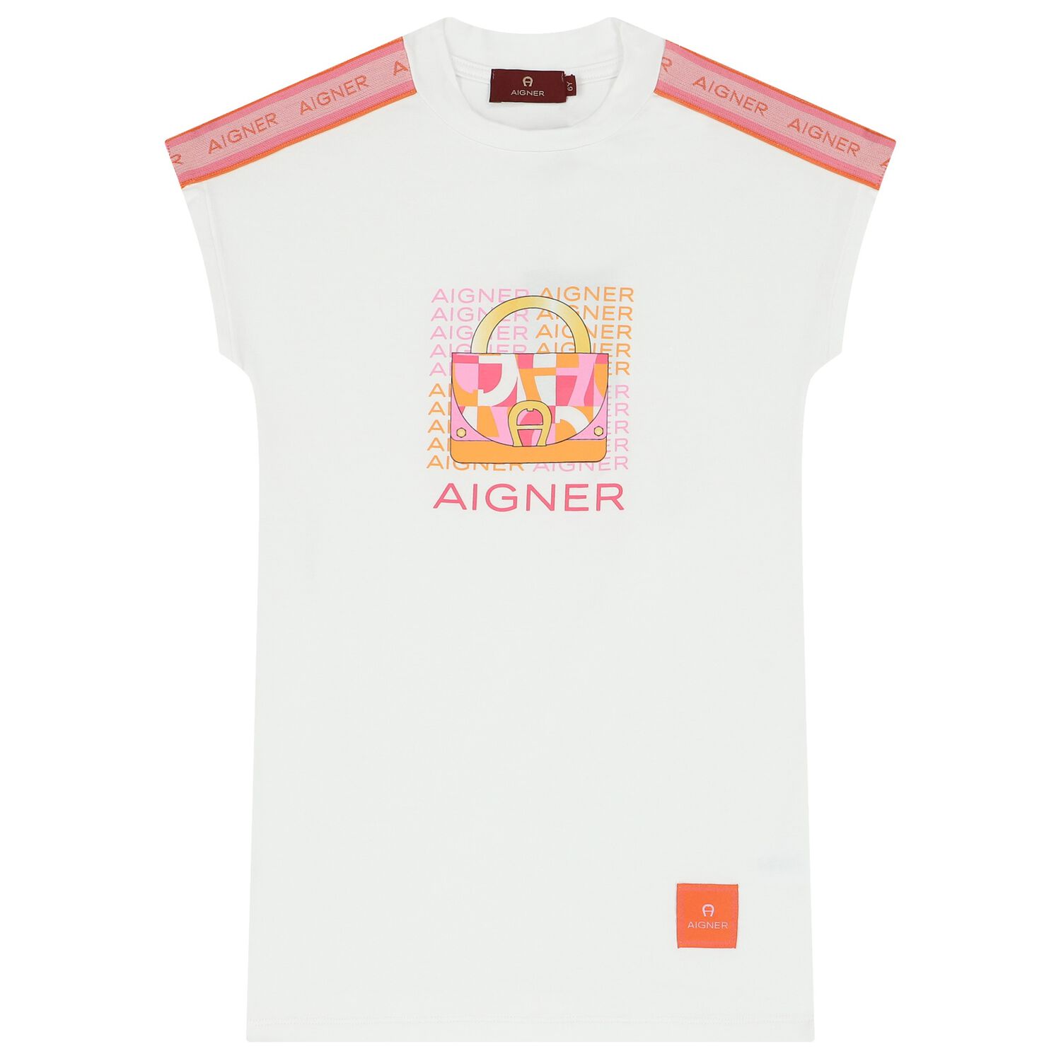 Girls White Logo Dress, 1, hi-res image number null