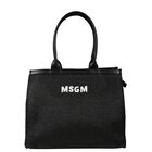 Girls Black Straw Tote Bag, 1, hi-res