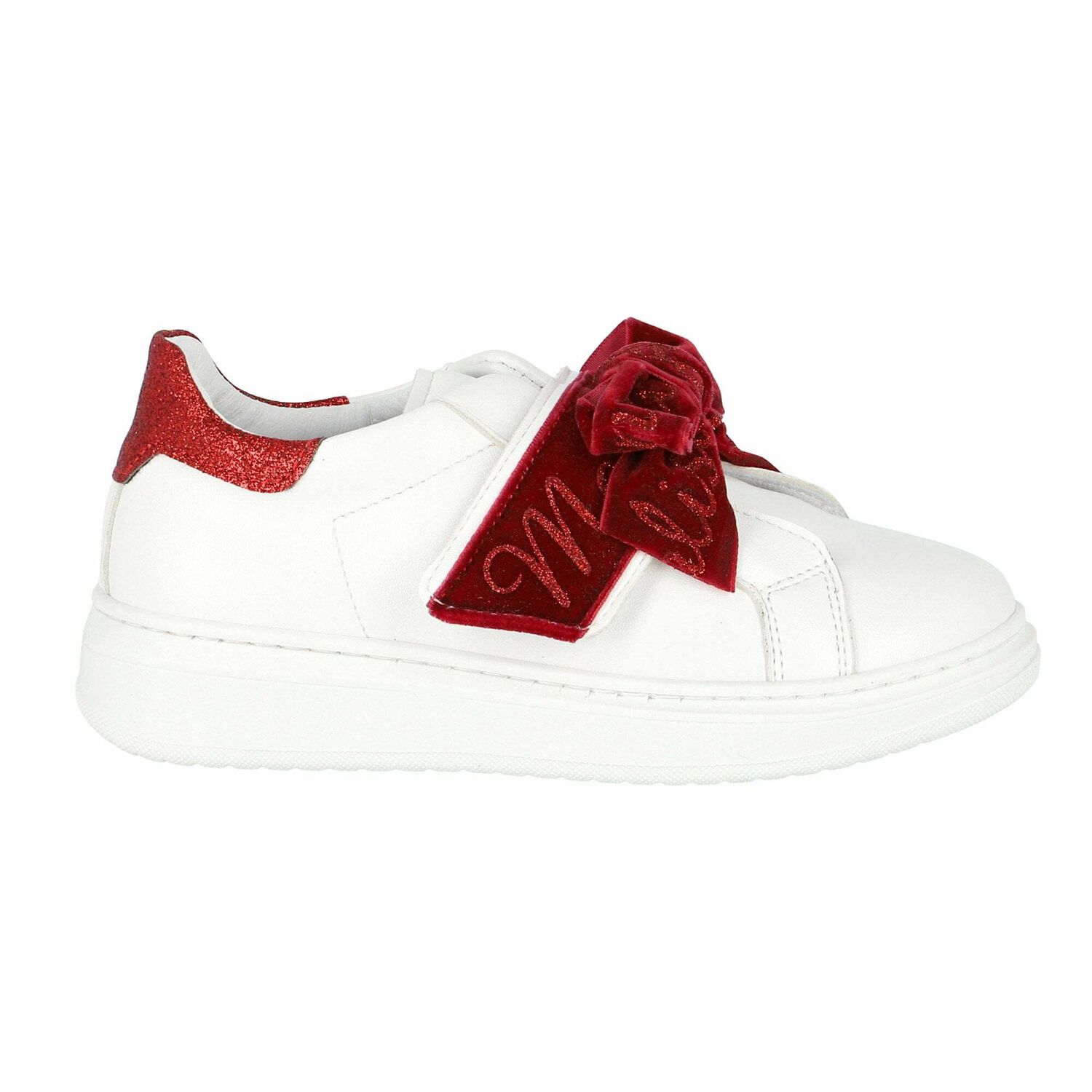 Girls White & Red Trainers, 1, hi-res