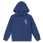 Boys Blue Logo Zip Up Top, 1, hi-res