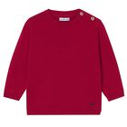 Younger Boys Red Knitted Jumper, 1, hi-res