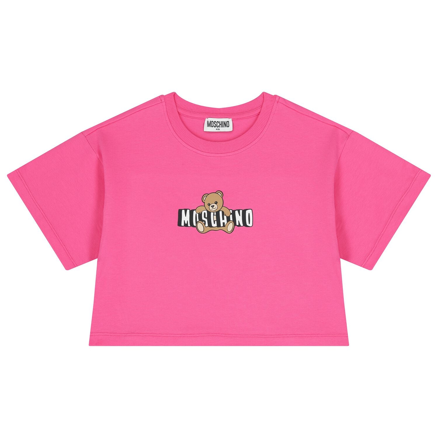 Girls Pink Teddy Bear Logo T-Shirt, 3, hi-res