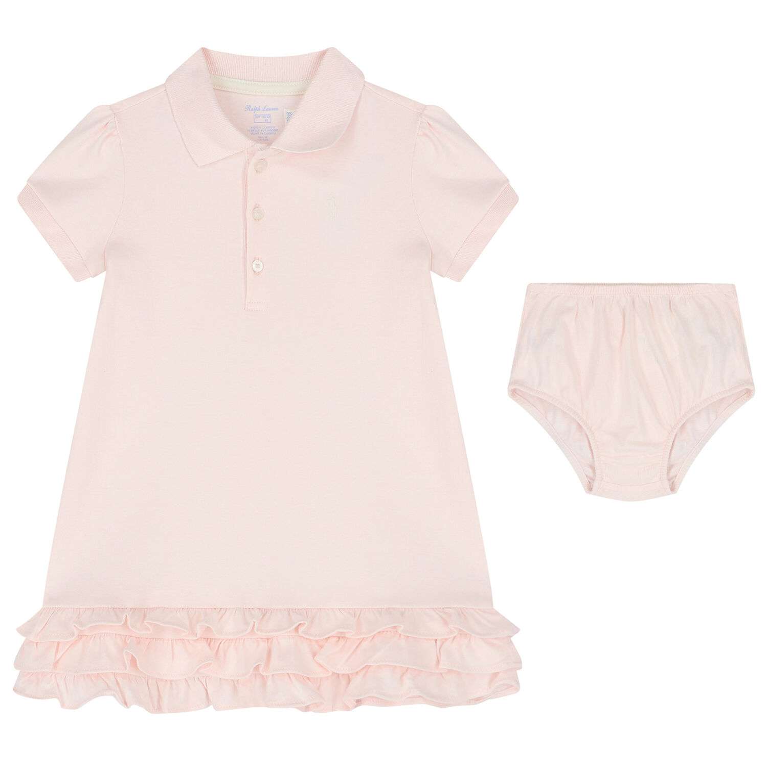 Baby Girls Pink Polo Dress Set, 3, hi-res