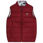 Boys White, Blue & Burgundy Reversible Gilet, 1, hi-res