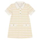 Younger Girls Ivory & Gold Logo Polo Dress, 1, hi-res