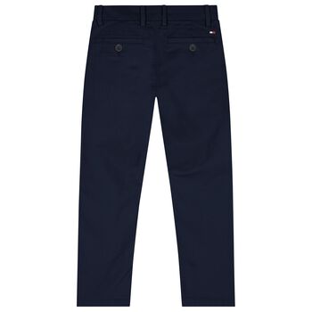 Boys Navy Blue Logo Trousers