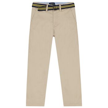 Boys Beige Logo Trousers