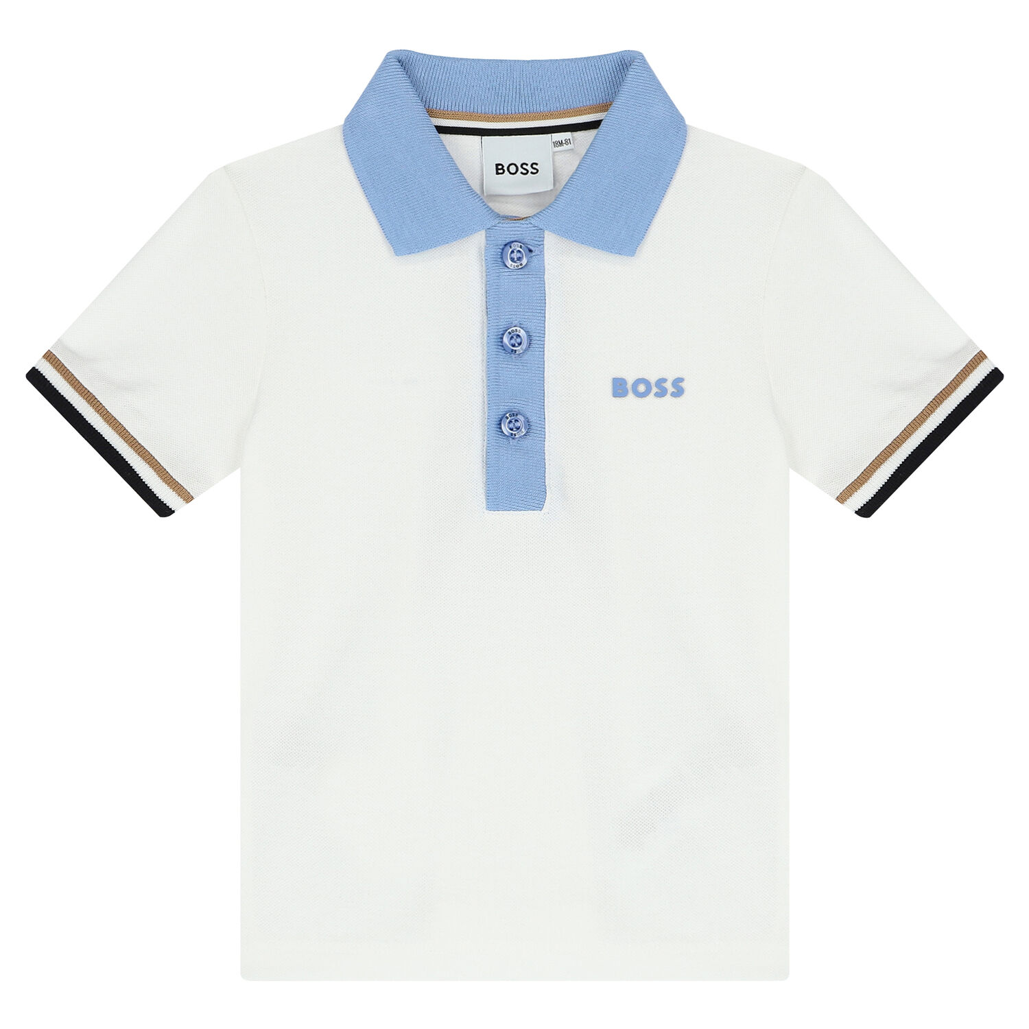Younger Boys White Logo Polo Shirt, 1, hi-res