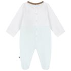 Baby Boys White & Blue Logo Babygrow, 1, hi-res