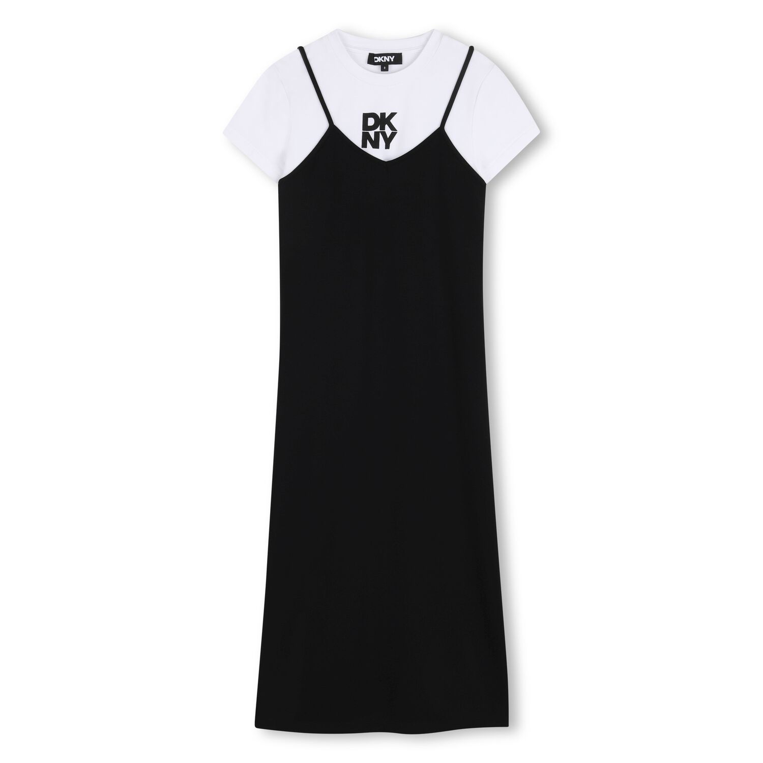 Girls Mini Me White & Black Logo Dress Set, 1, hi-res