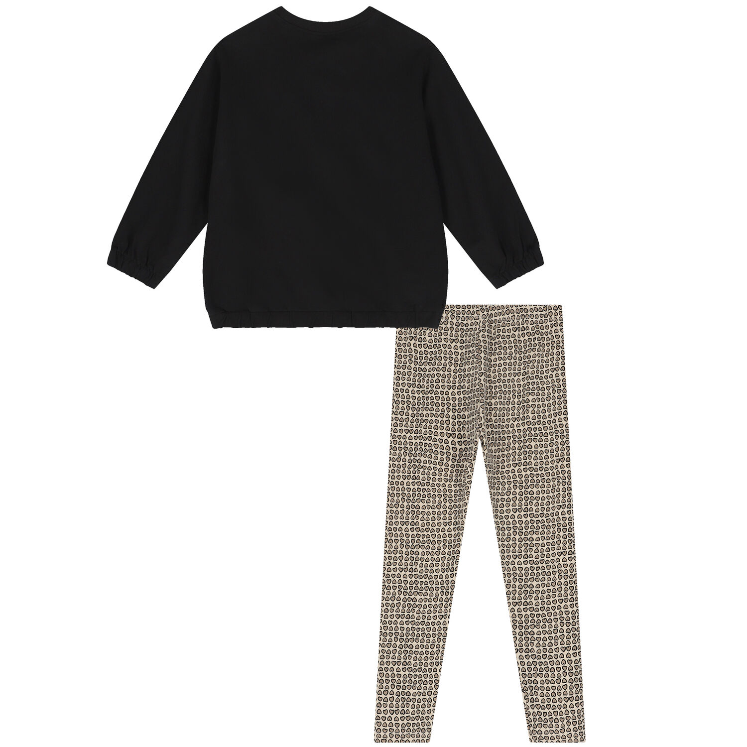 Girls Black & Beige Leggings Set, 1, hi-res