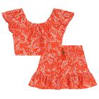 Girls Pink & Orange Ruffled Skirt Set, 1, hi-res