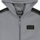 Boys Grey & Black Logo Hooded Zip Up Top , 2, hi-res