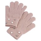 Girls Pink Embellished Knitted Gloves, 1, hi-res