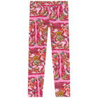 Girls Pink Teddy Bear Logo Leggings, 1, hi-res