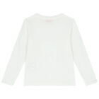 Girls Ivory Logo Long Sleeve Top, 1, hi-res