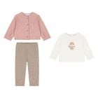 Younger Girls Ivory, Beige & Pink Floral Leggings Set, 1, hi-res