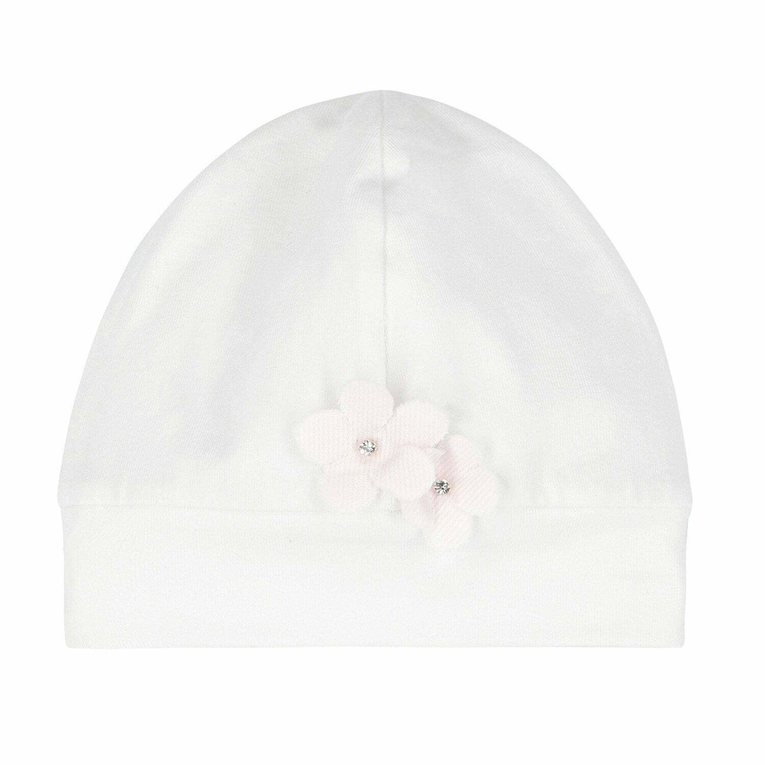 Baby Girls White Flower Hat, 1, hi-res