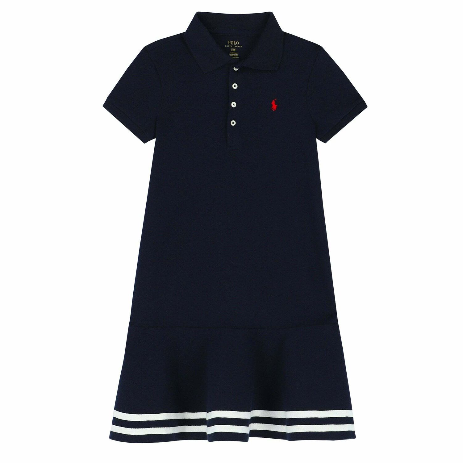 Girls Navy Blue Logo Polo Dress, 1, hi-res