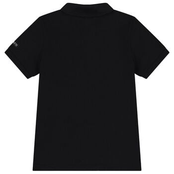 Boys White & Black Logo Polo Shirt