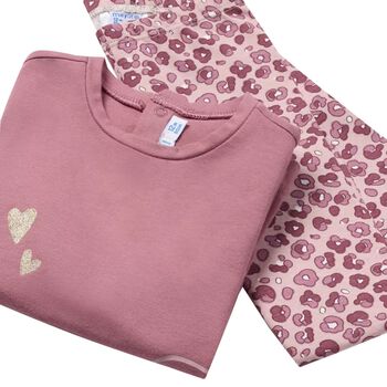 Younger Girls Pink Leopard Leggings Set