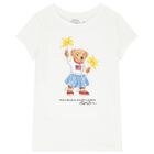 Girls White Polo Bear T-Shirt, 1, hi-res