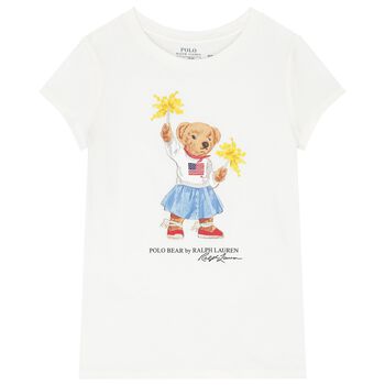 Girls White Polo Bear T-Shirt
