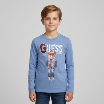 Boys Blue Teddy Bear Long Sleeve Top, 1 Boys Blue Teddy Bear Long Sleeve Top