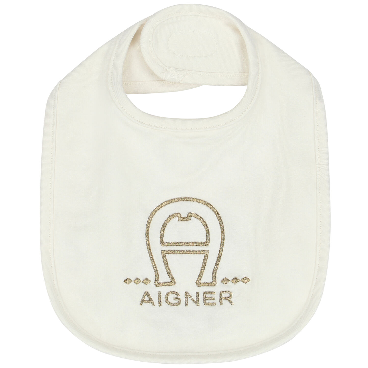 Ivory & Gold Pima Cotton Logo Bib, 1, hi-res