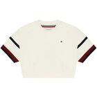 Girls Ivory Logo Crop Top, 1, hi-res