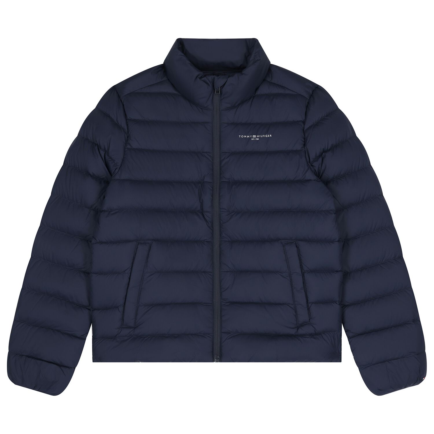 Boys Navy Blue Logo Puffer Jacket, 1, hi-res