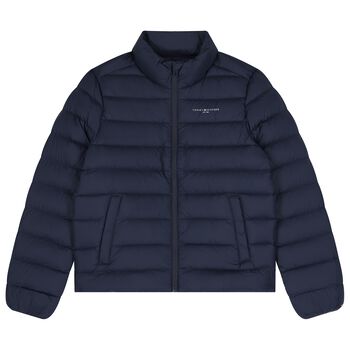 Boys Navy Blue Logo Puffer Jacket