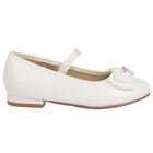 Girls White Bow Leather Shoes, 2, hi-res
