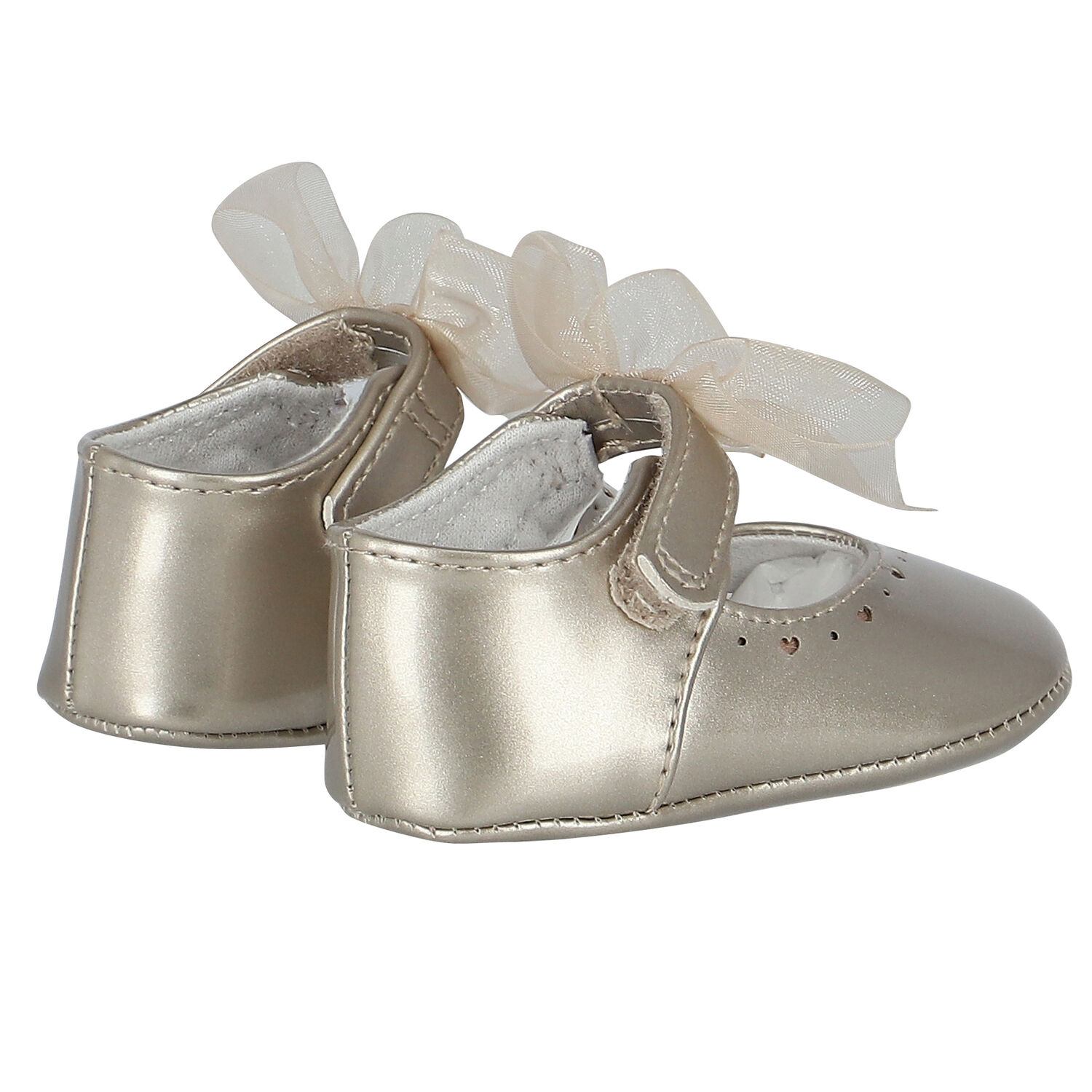 Baby Girls Gold Bow Pre Walker Shoes, 2, hi-res image number null