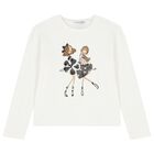 Girls White Embellished Sequin Long Sleeve Top, 1, hi-res