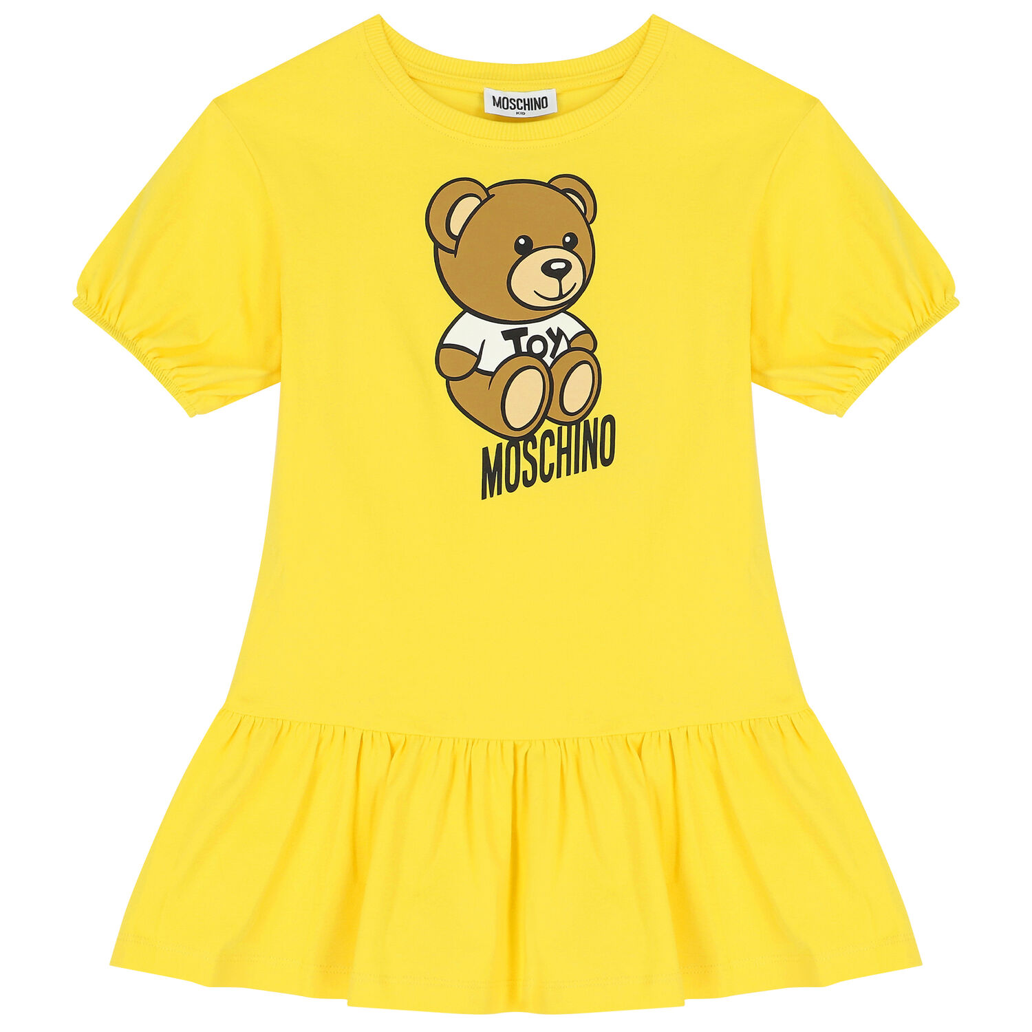 Girls Yellow Teddy Bear Logo Dress, 3, hi-res image number null