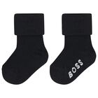 Baby Boys Beige & Black Logo Socks ( 3-Pack ) , 1, hi-res