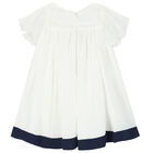 Younger Girls White Pleated Chiffon Dress, 1, hi-res