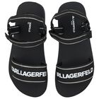 Girls Black & White Logo Sandals, 1, hi-res