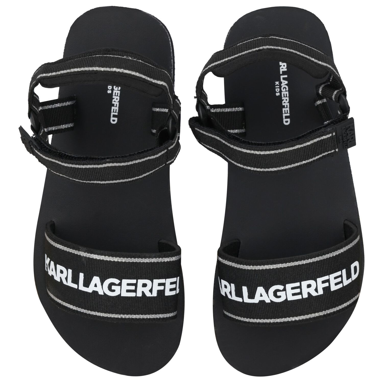 Girls Black & White Logo Sandals, 1, hi-res image number null