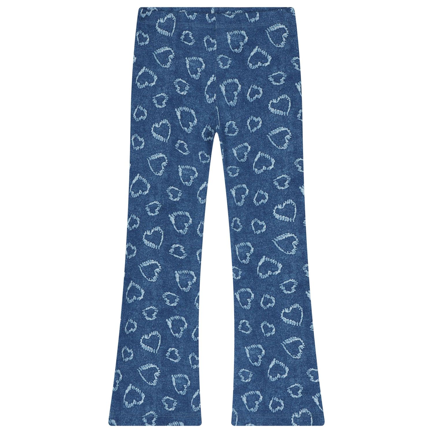 Girls White & Denim Blue Heart Leggings Set, 1, hi-res